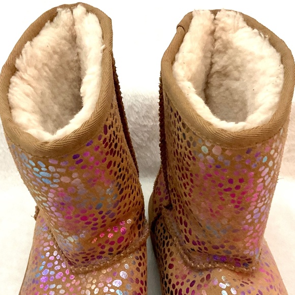 UGG Classic Spots Metallic Shimmery fur lined Snow Winter Boot Women’s Sz 6 - Picture 13 of 16